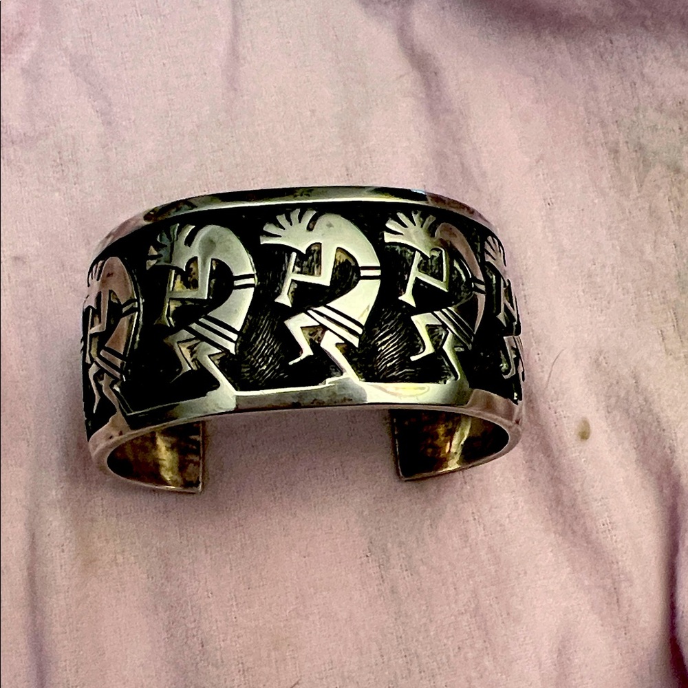 Sterling Silver Kokopelli cuff bracelet.